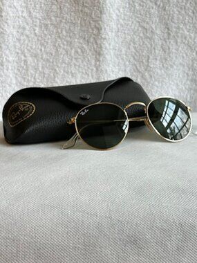 Ray-Ban Round Metal RB3447 Sunglasses | Gold/G-15 Green (size 50-21)